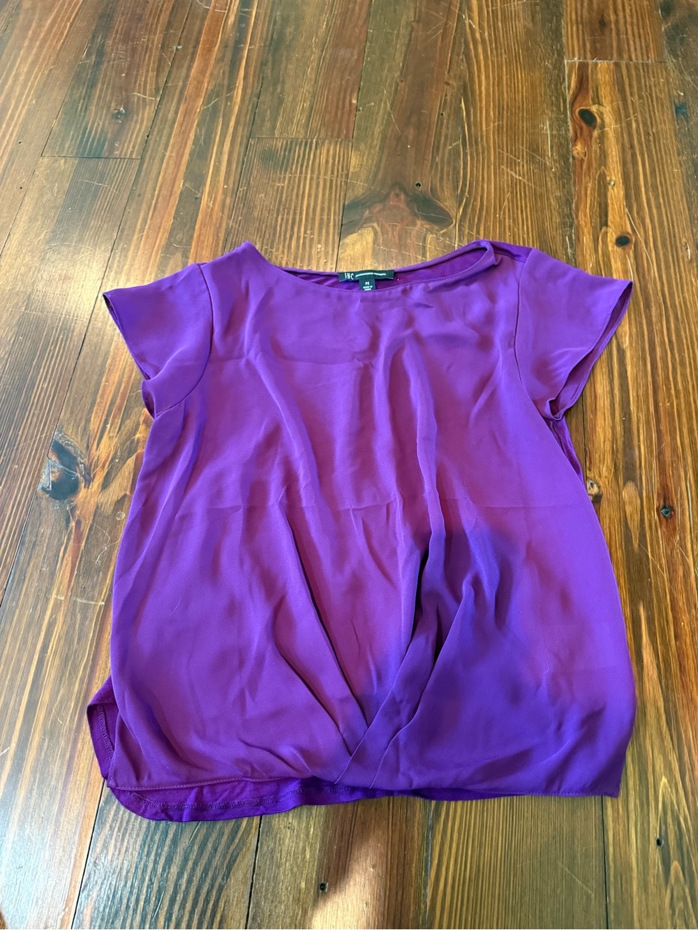 International Concepts Purple Short-Sleeve Twist-Front Blouse